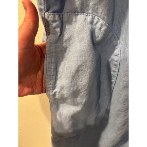 Zara Button-Up Light Blue Midi Shirt Dress With Rolled Sleeves Front Pockets - Picture 5 of 7